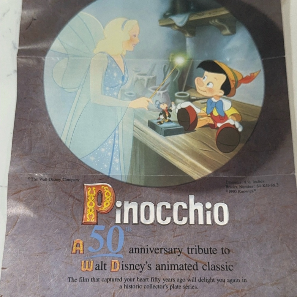 Disney Knowles Pinocchio #2 Pinocchio and the Blue Fairy Ceramic Plate Limited - Picture 17 of 17